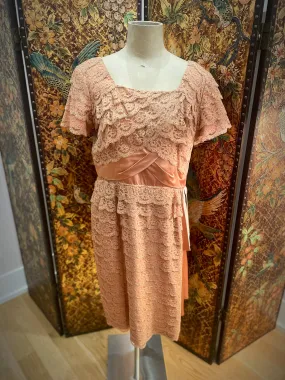 1950s Ruffled Lace Dress