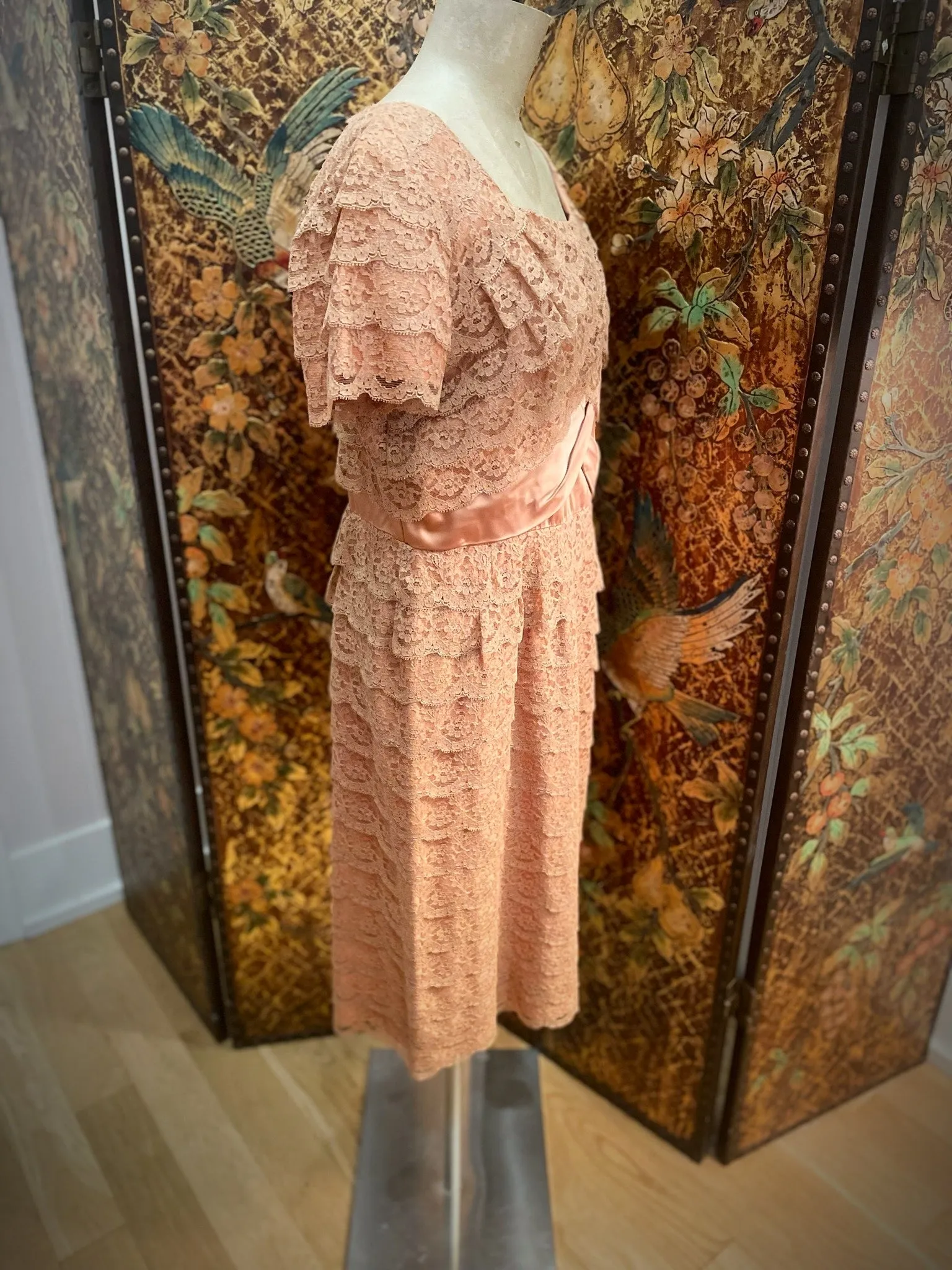 1950s Ruffled Lace Dress