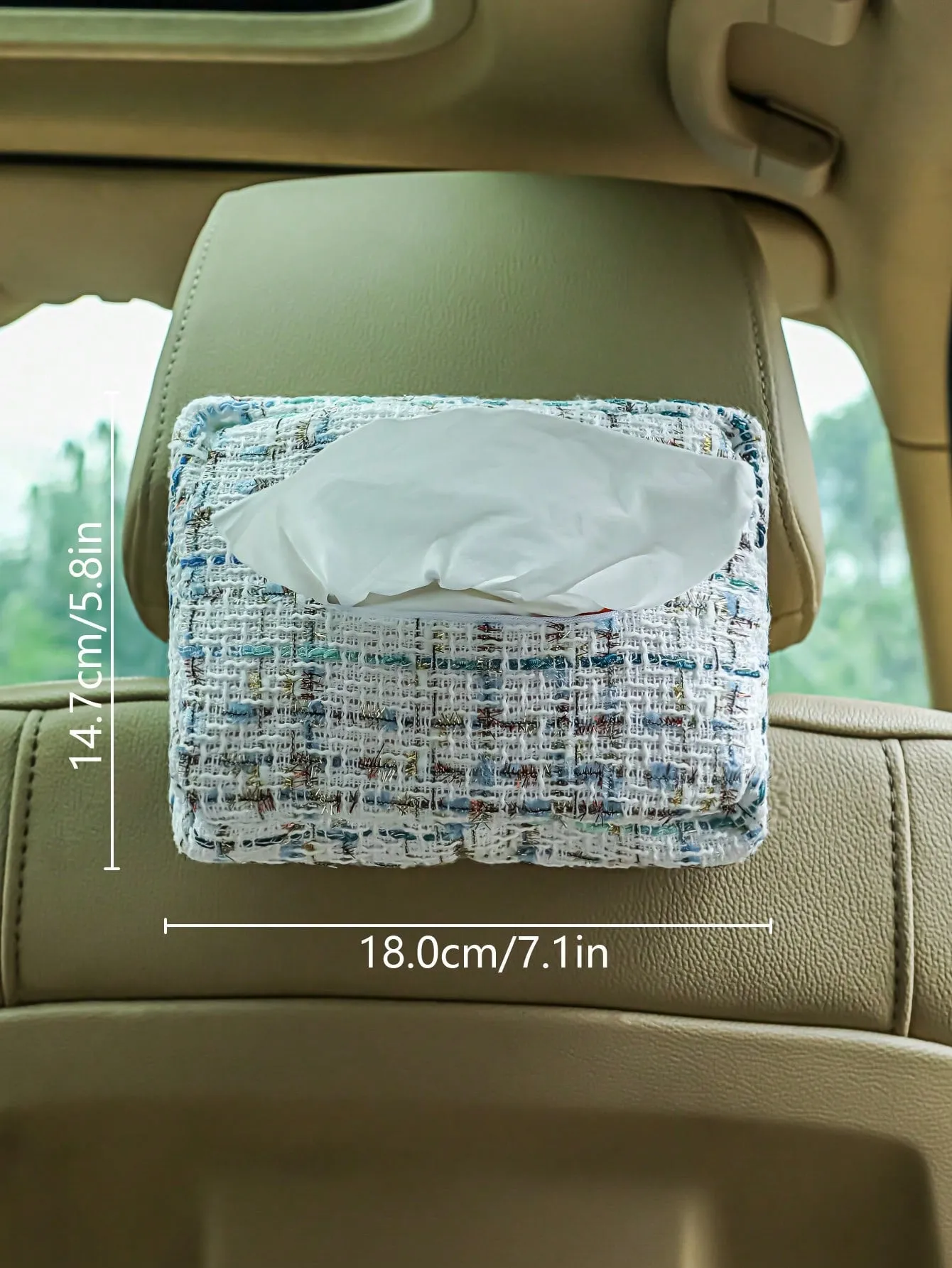 1pc Polyester Car Seat Back Tissue Box