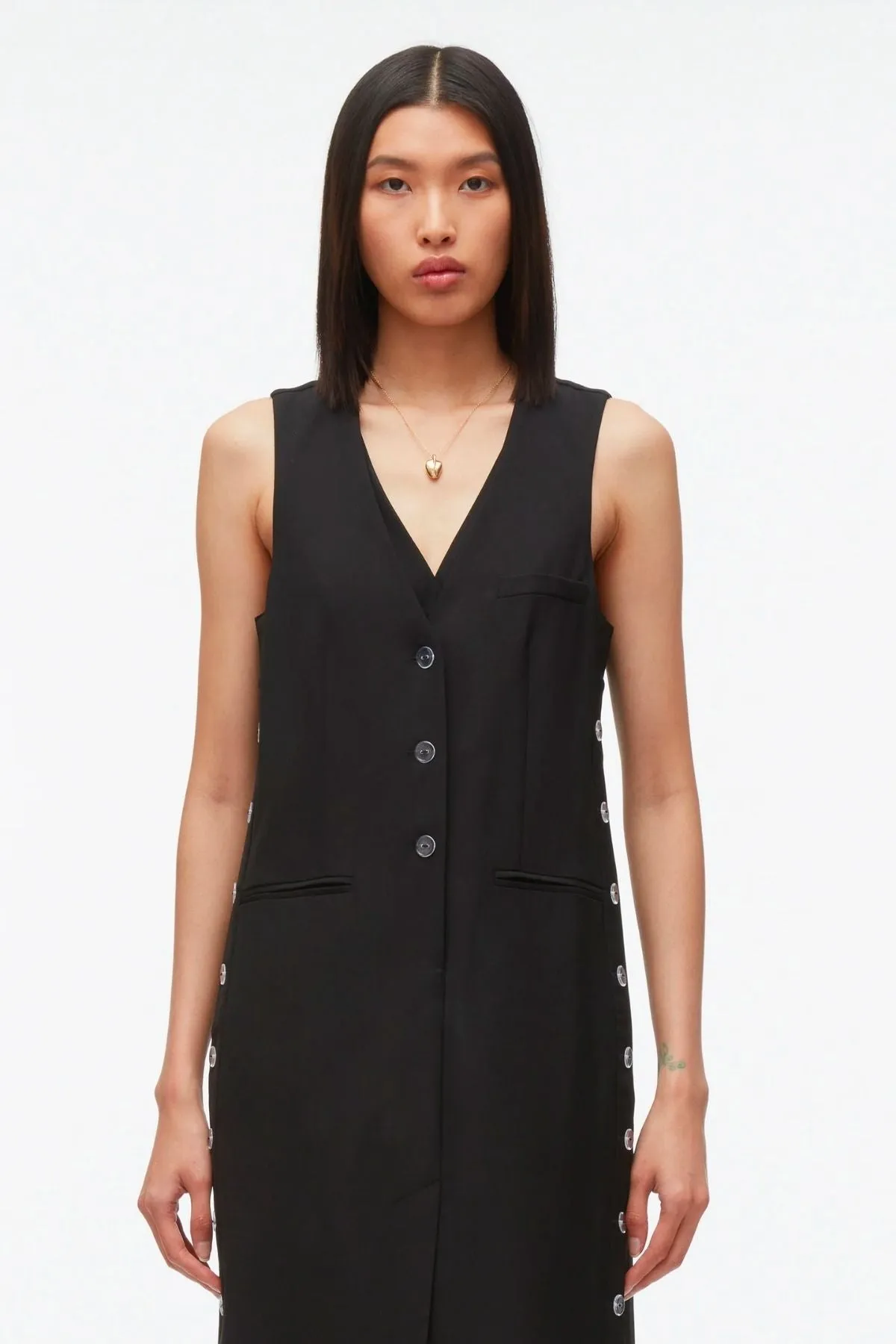 3.1 Phillip Lim Tailored Vest Dress with Set In Bra - Black