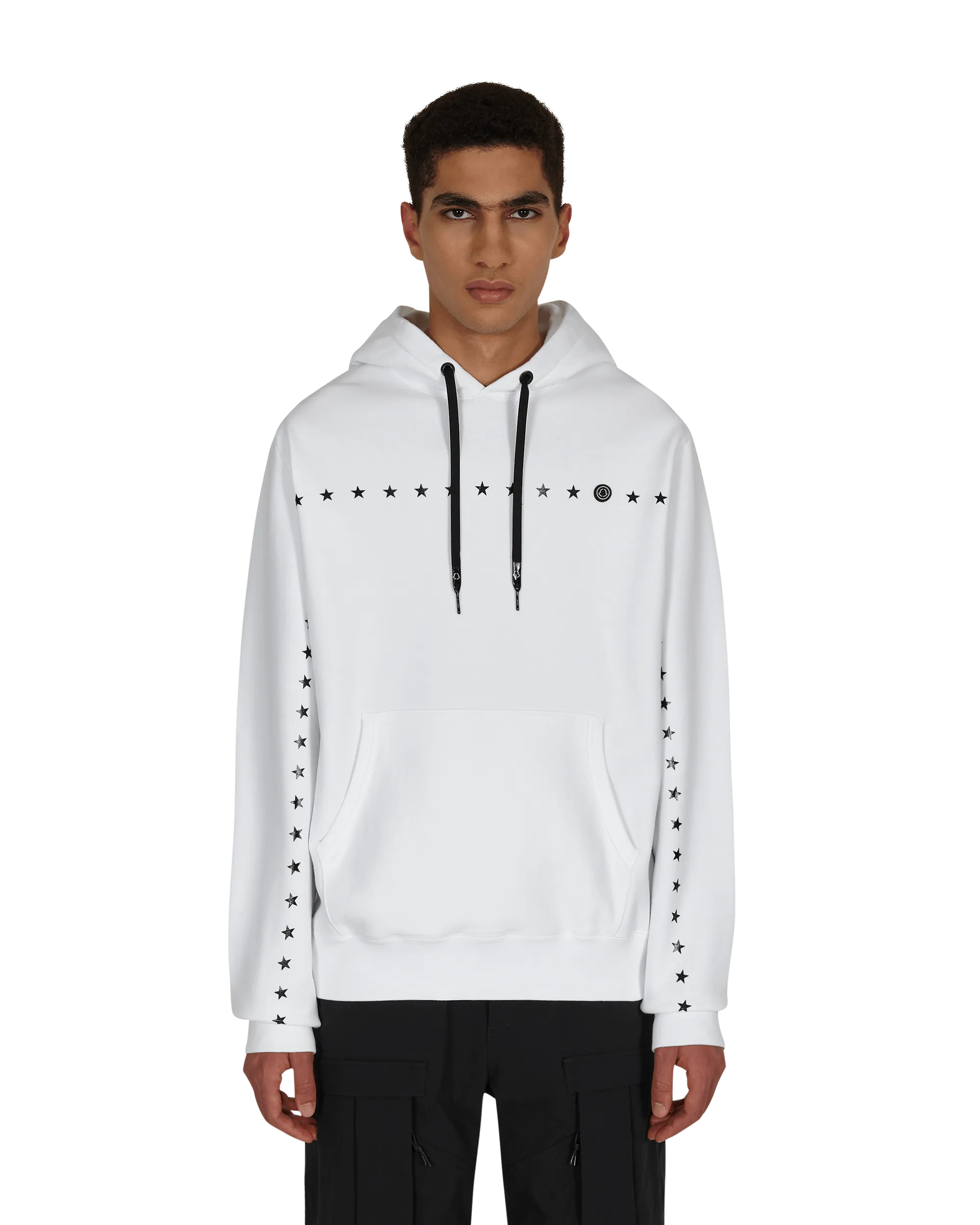 7 Moncler FRGMT Hiroshi Fujiwara Printed Stars Hooded Sweatshirt White