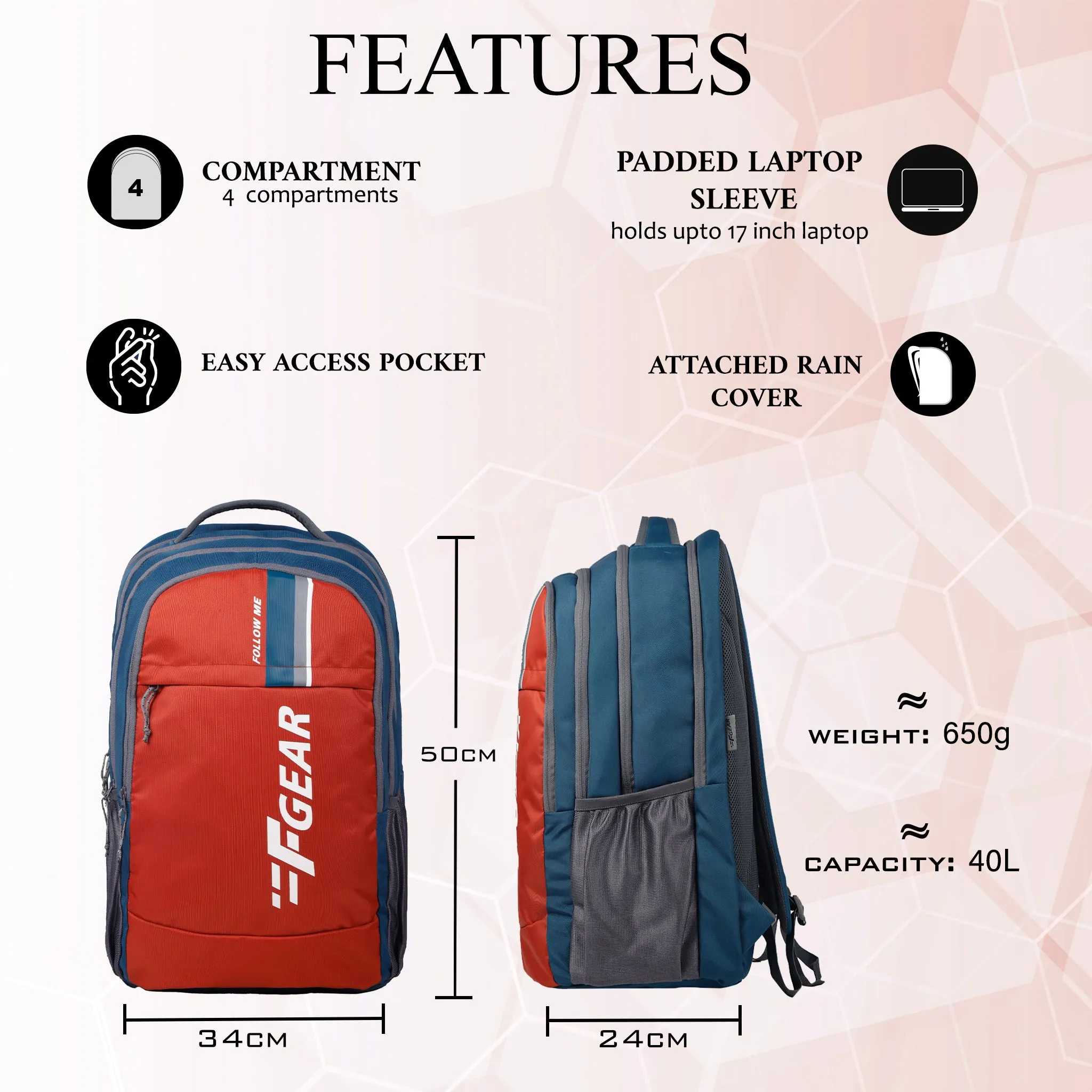 Airbus 40L Peacock Blue Picante Backpack with Raincover