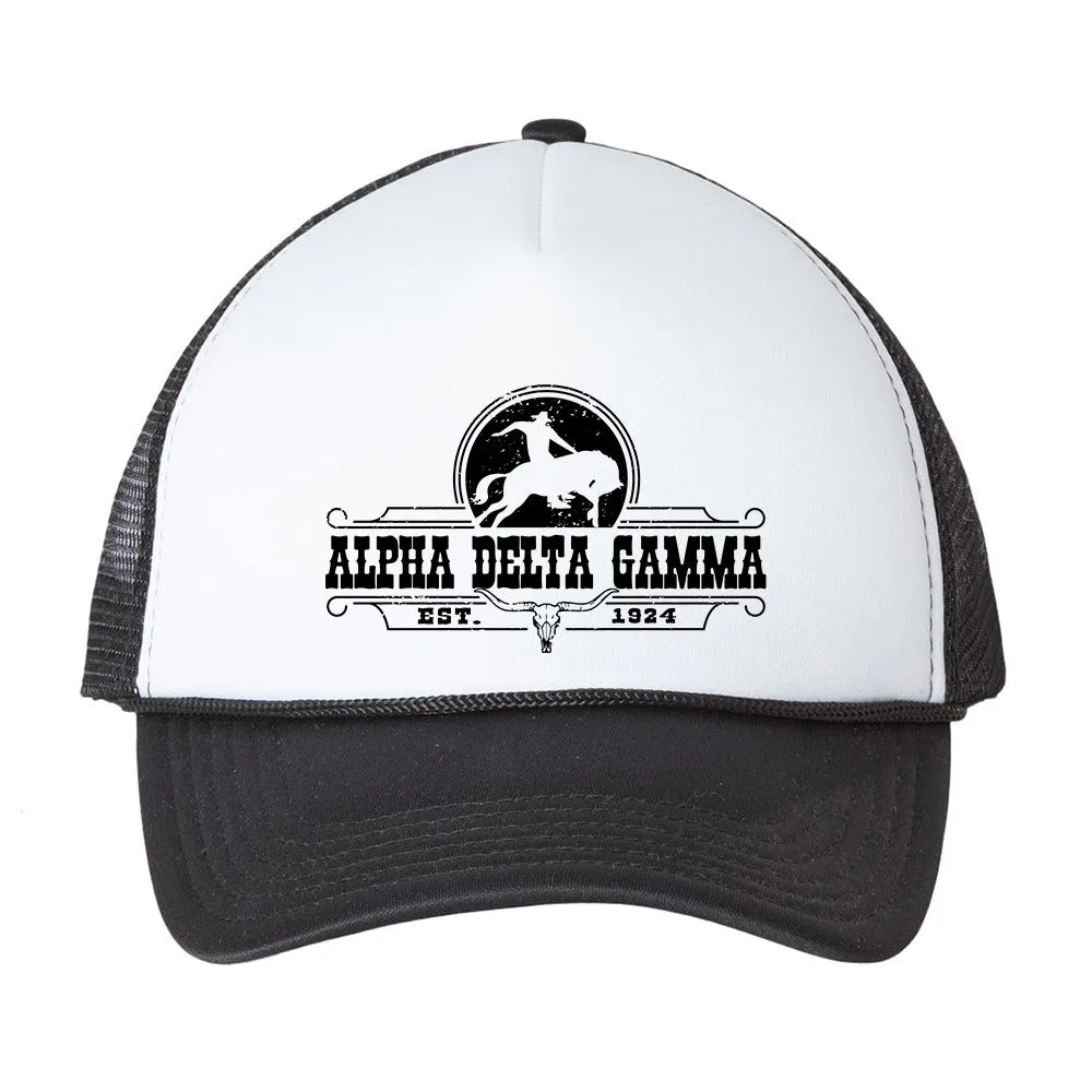 Alpha Delta Gamma Rodeo Rancher Trucker Hat Polyester Cap