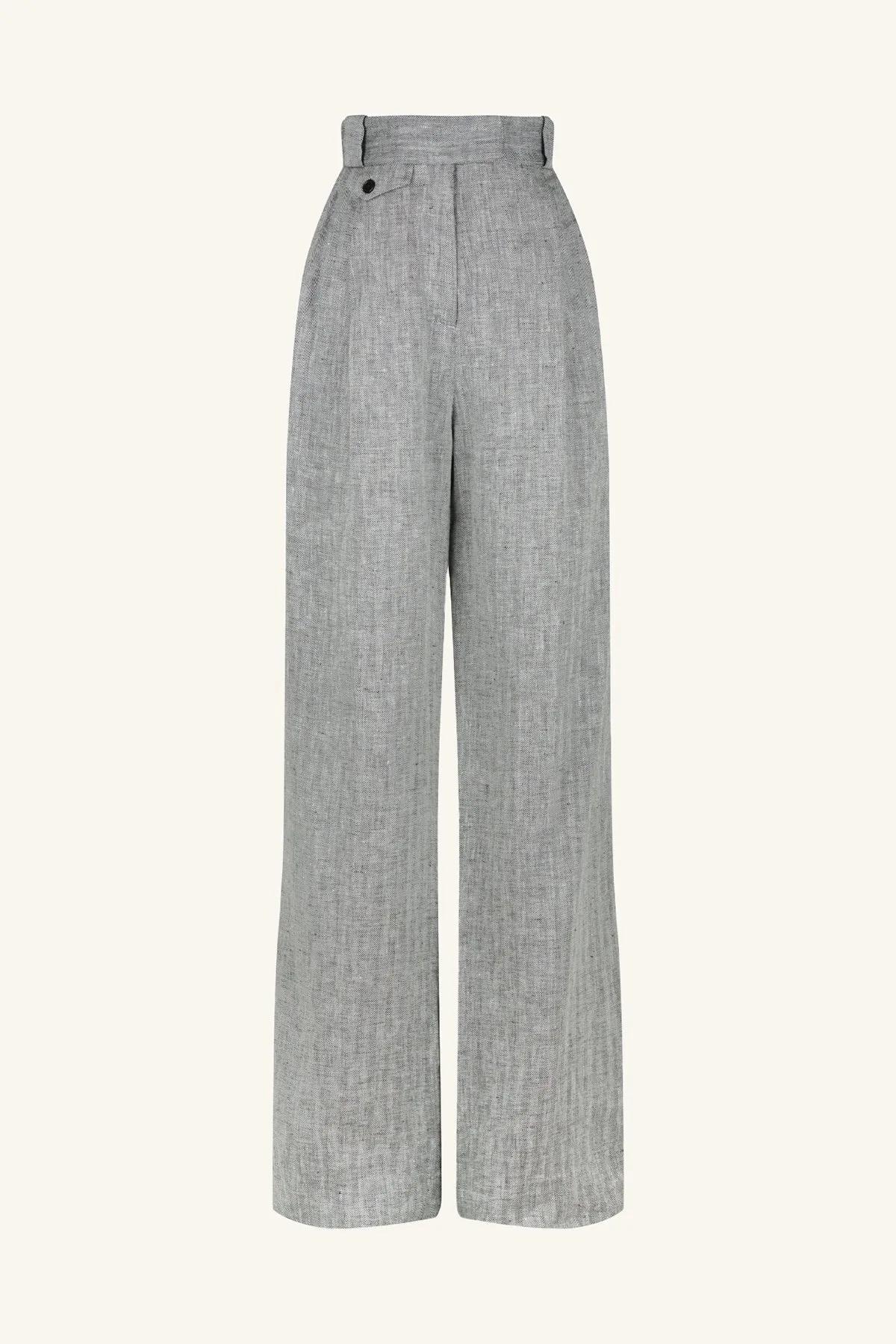 AMANDA LINEN HIGH WAISTED TAILORED PANT - ASH