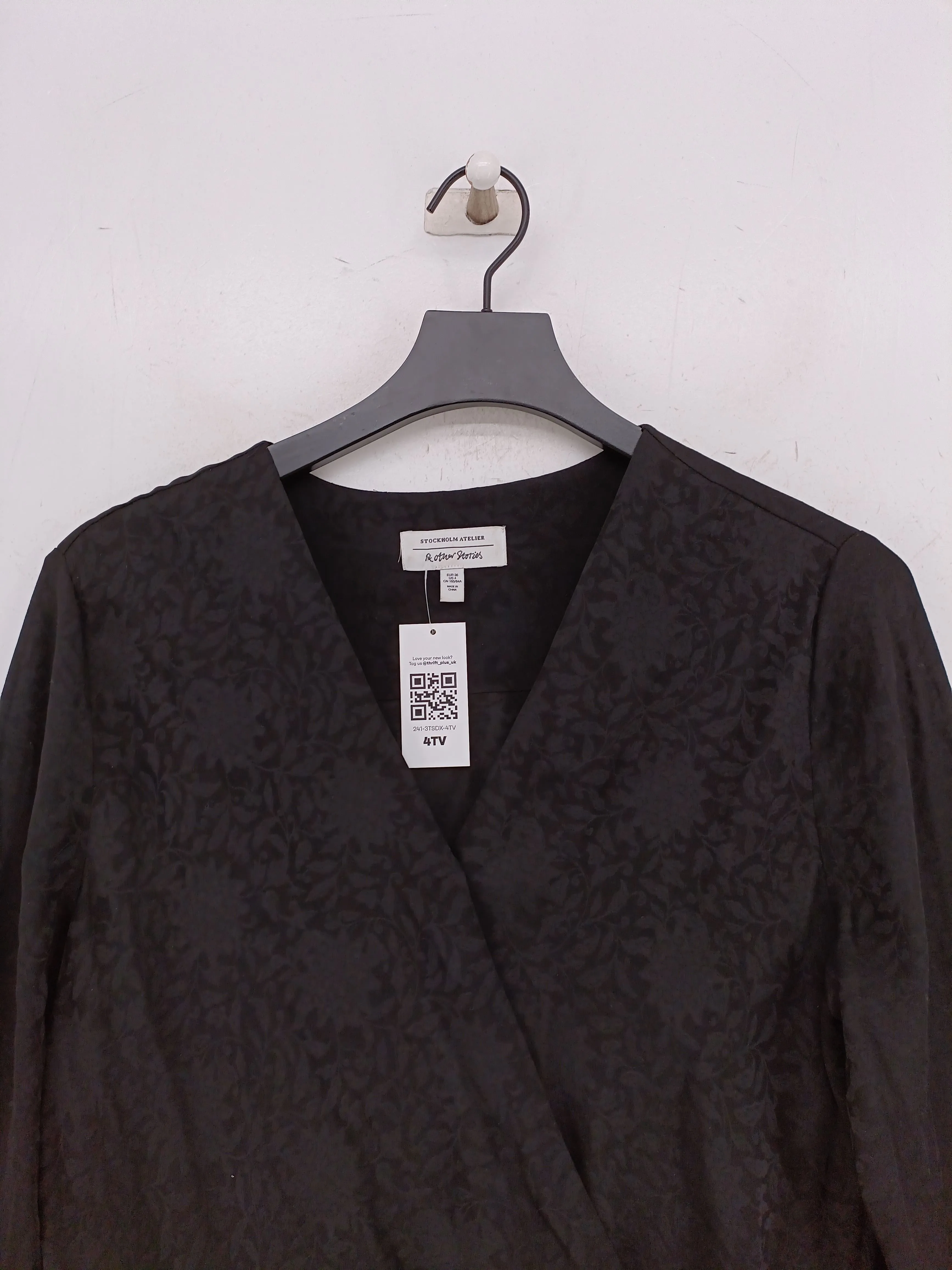 & Other Stories Women's Blouse UK 8 Black Polyester with Viscose