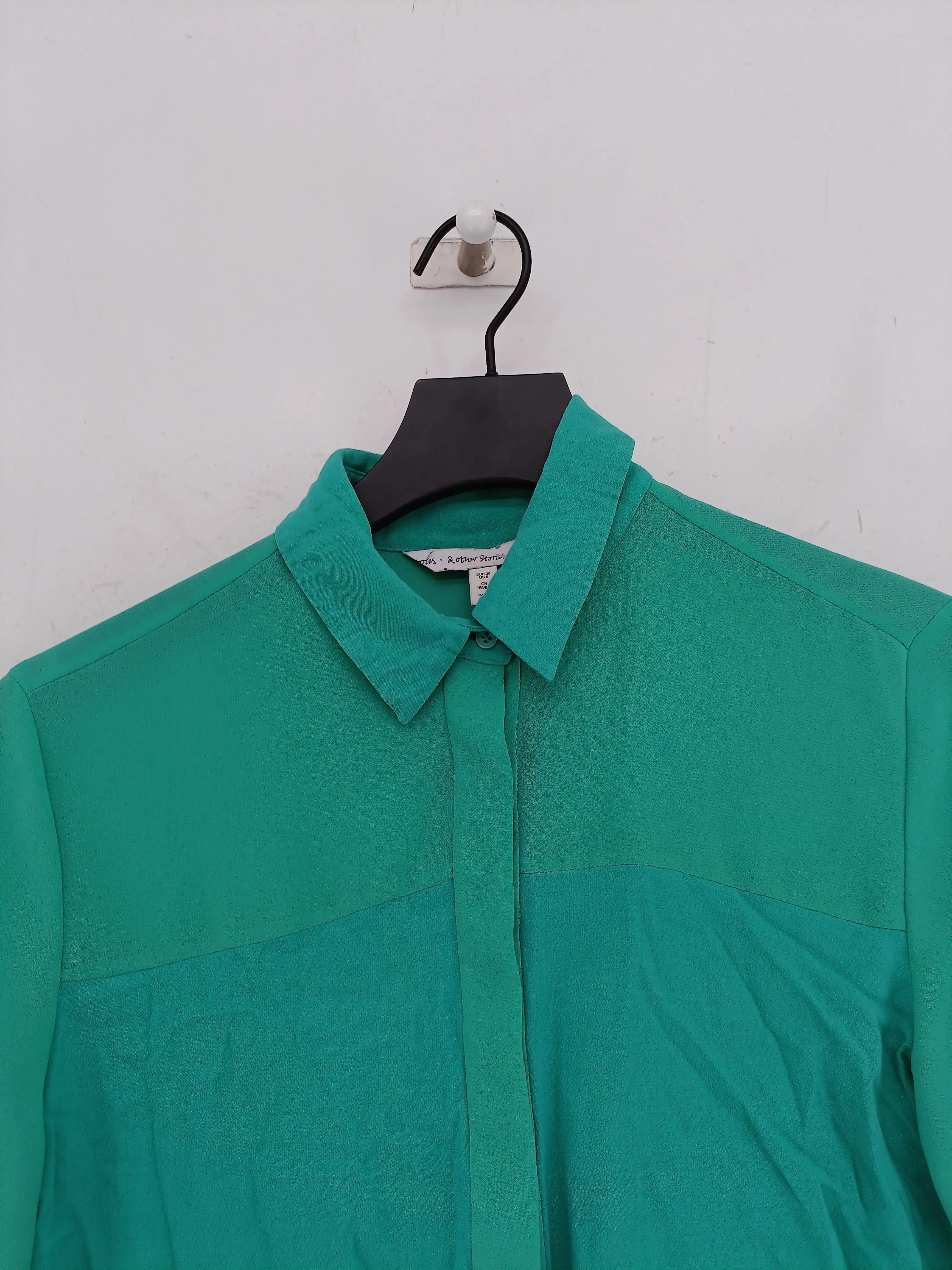 & Other Stories Women's Blouse UK 8 Green 100% Polyester