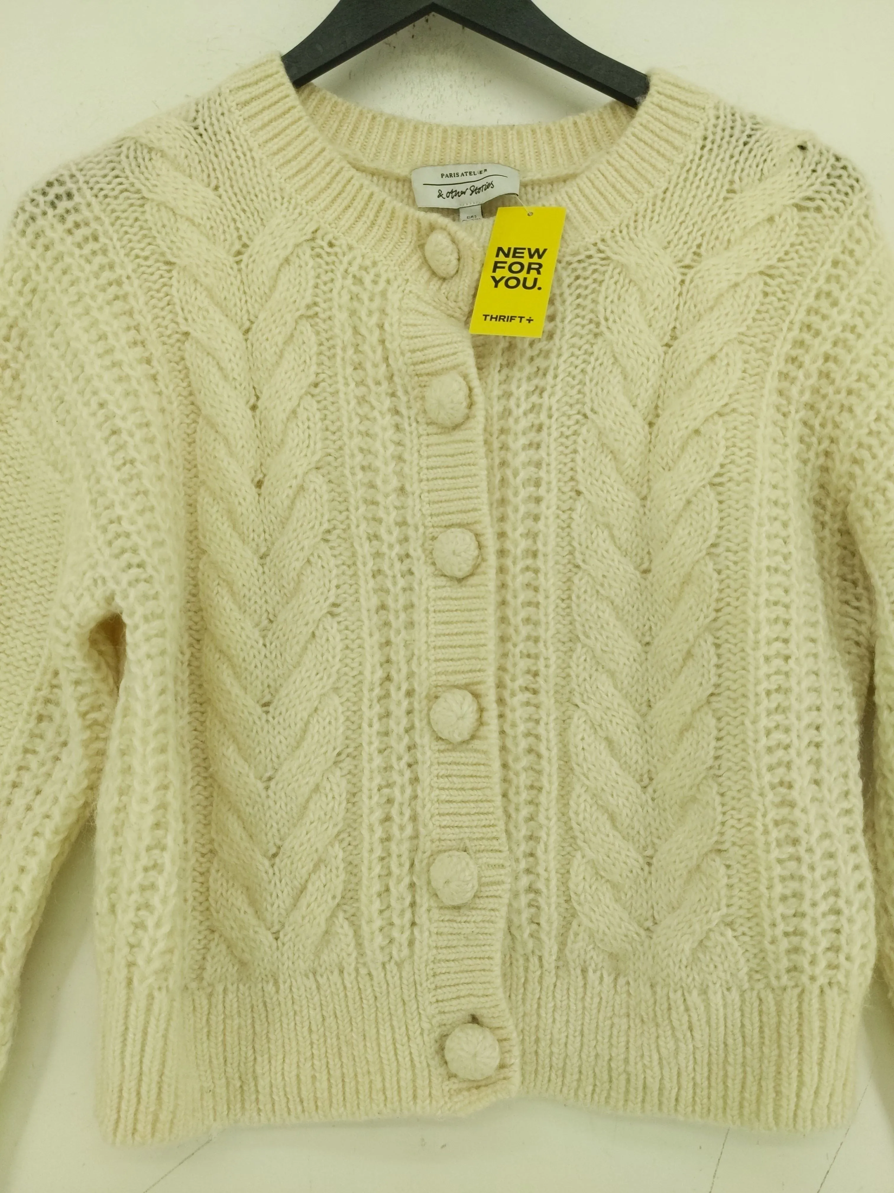 & Other Stories Women's Cardigan S Cream Wool with Other, Polyester