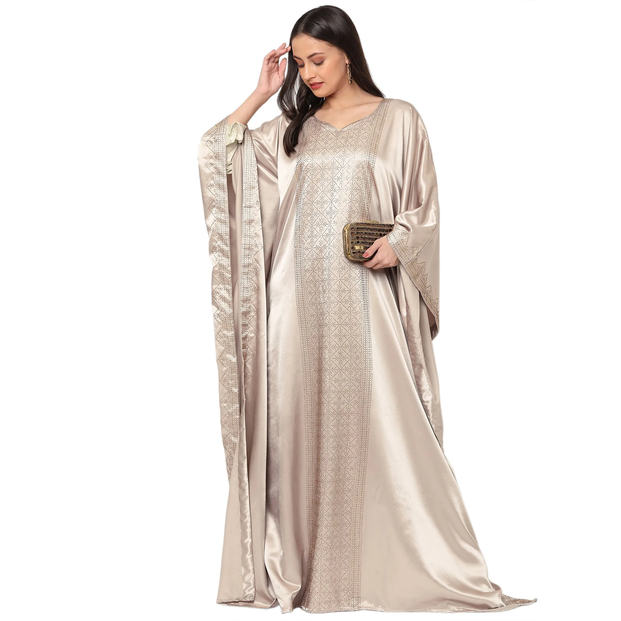 Arabian Beige Color Satin Dress