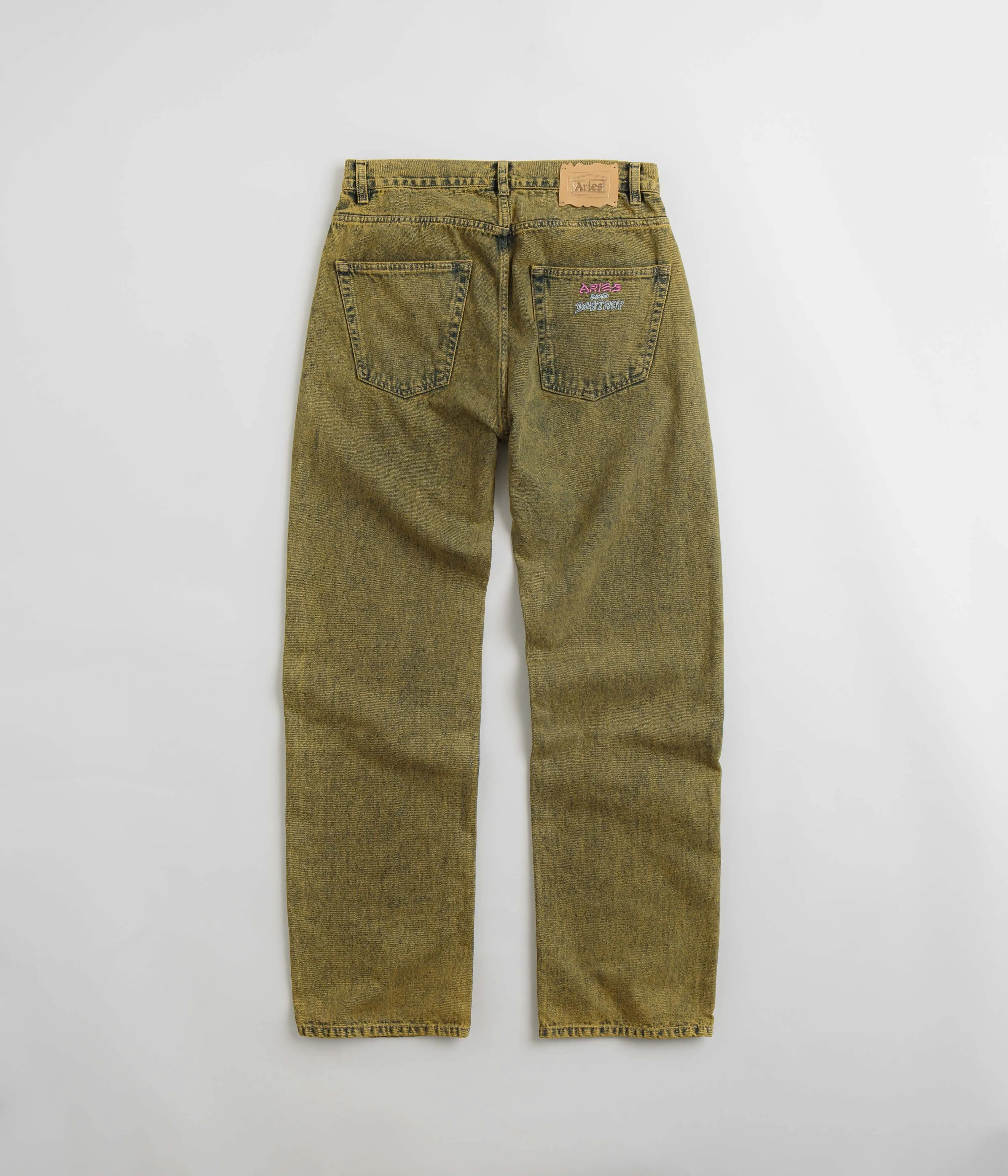 Aries Acid Wash Batten Jeans - Gold