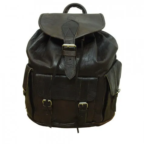 Berber Leather Large Leather Rucksack - Darkbrown