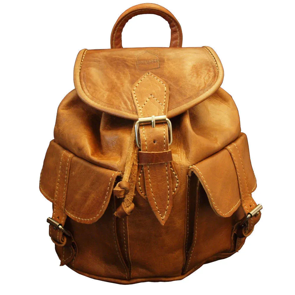 Berber Leather Small Leather Rucksack - Tan