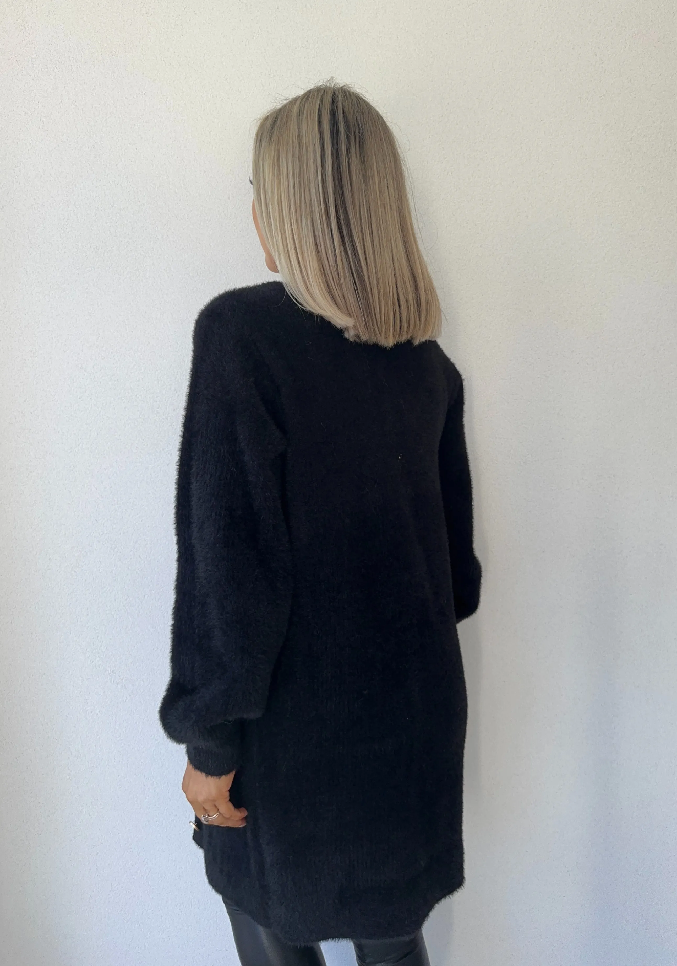 Bianca Fluffy long Cardigan Black