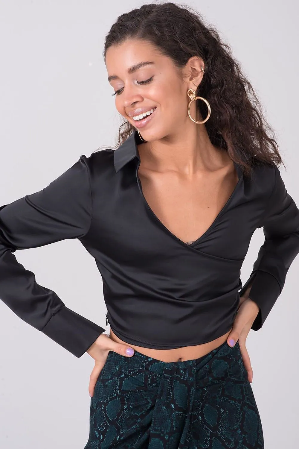 Black Satin Blouse