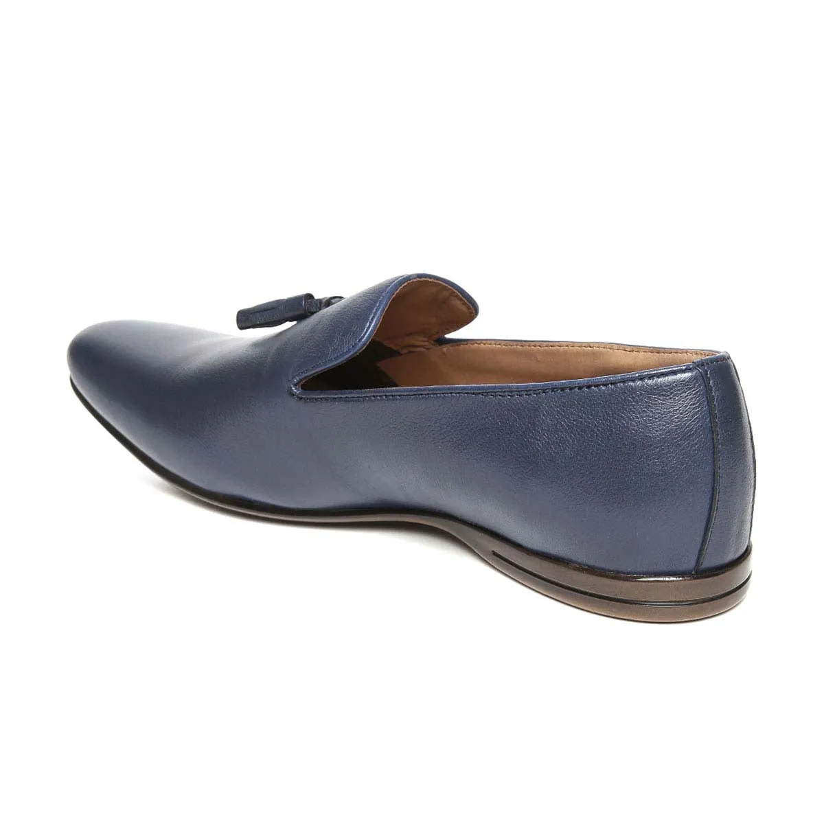 Blue Leather Tassel Loafers