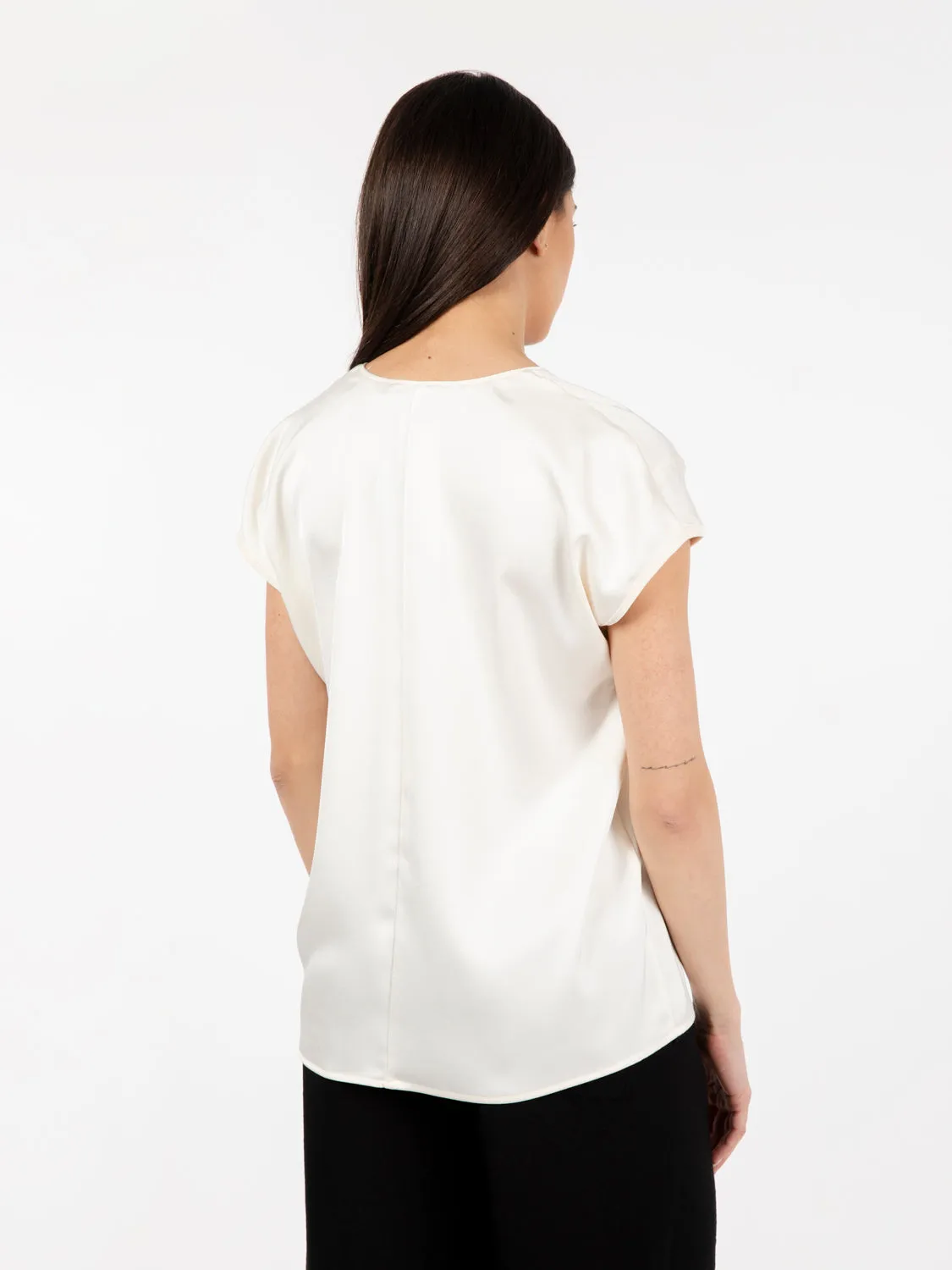 Blusa mezze maniche satin burro