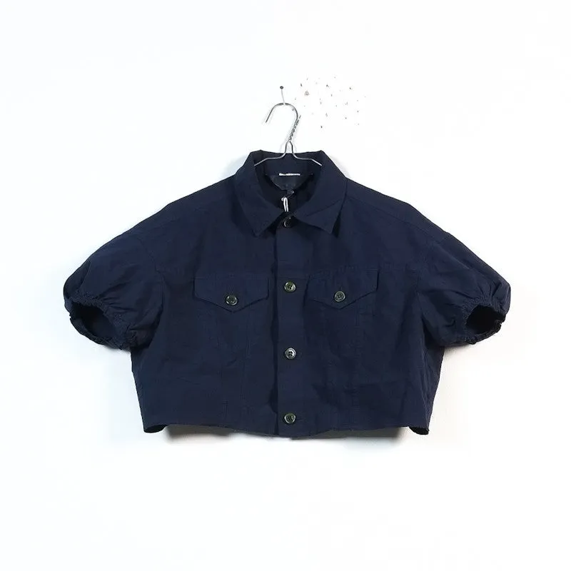 boiled polyester cropped blouson