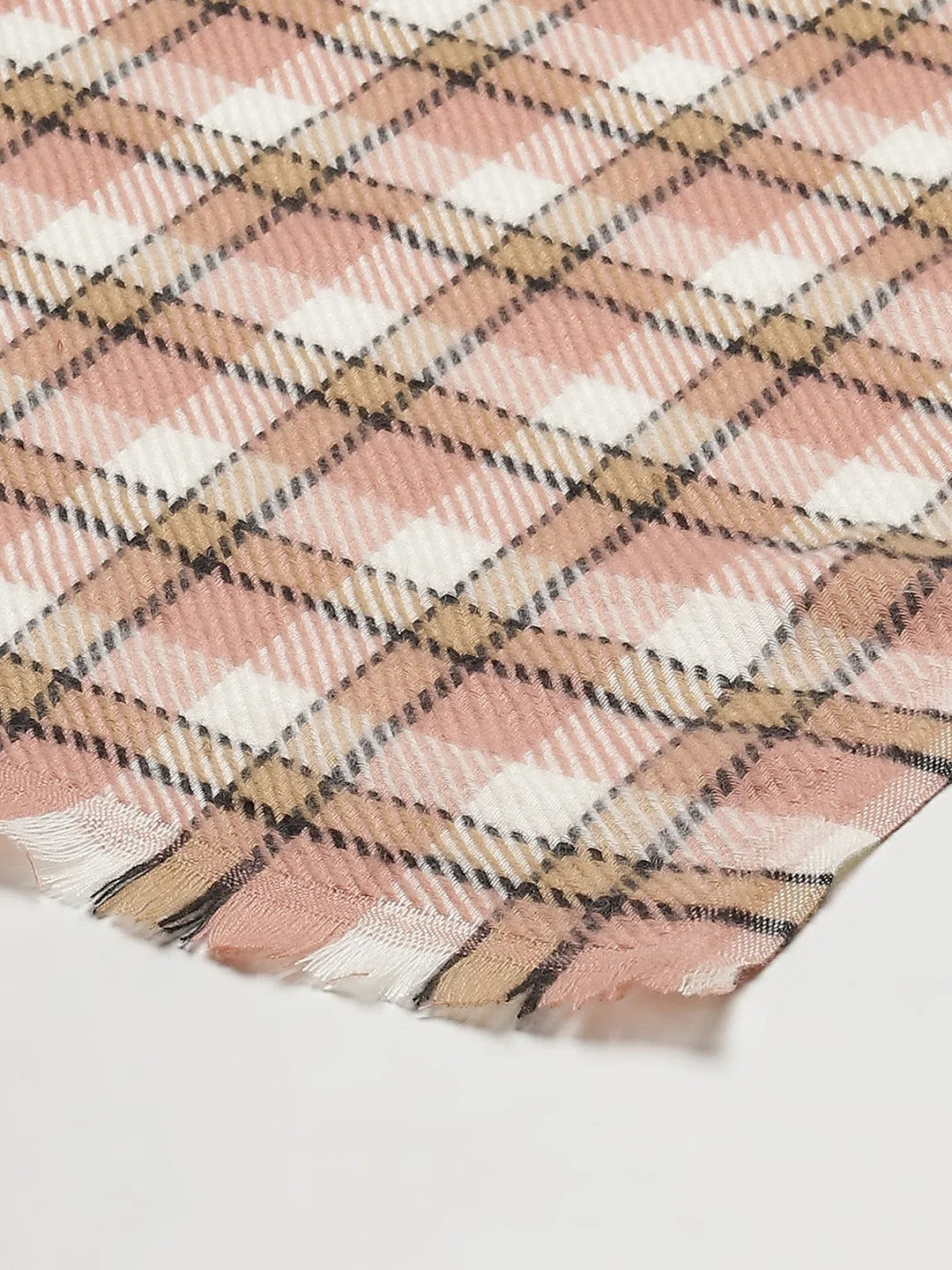 Brown & Black Polyester Check Stole