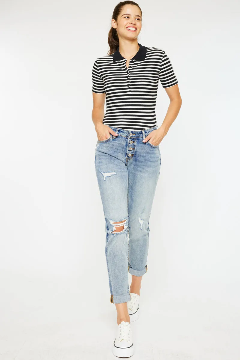 Clarie Mid Rise Boyfriend Jeans