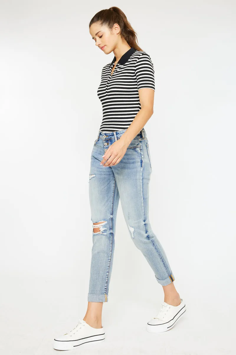 Clarie Mid Rise Boyfriend Jeans