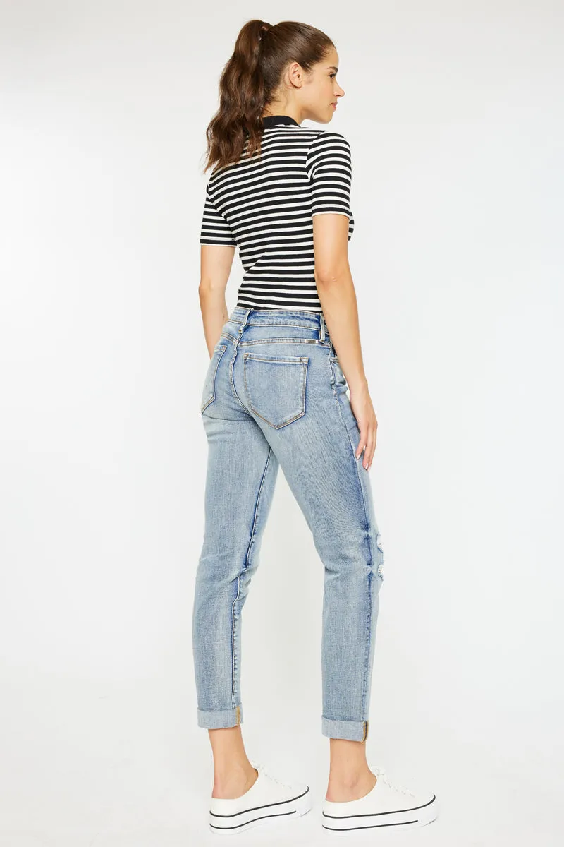 Clarie Mid Rise Boyfriend Jeans