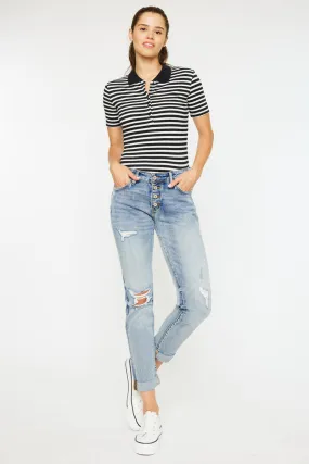 Clarie Mid Rise Boyfriend Jeans