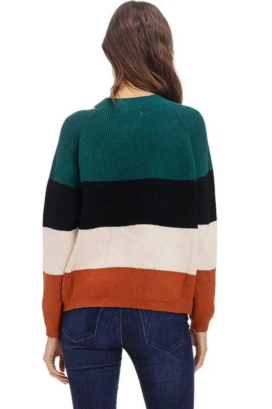 Colorblock Cutout Sweater