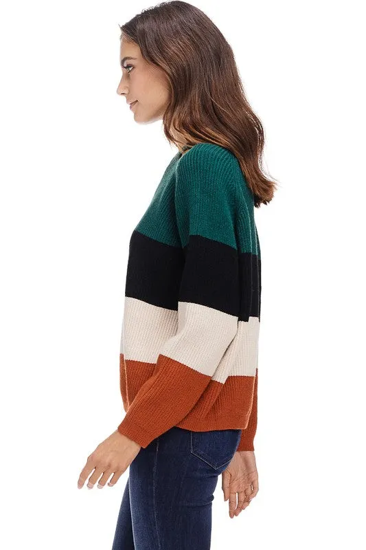 Colorblock Cutout Sweater