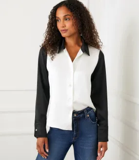 Colorblock Satin Shirt