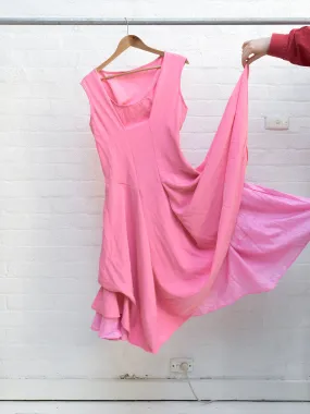 Comme des Garcons 1995 pink polyester flared ruffled sleeveless dress - size M