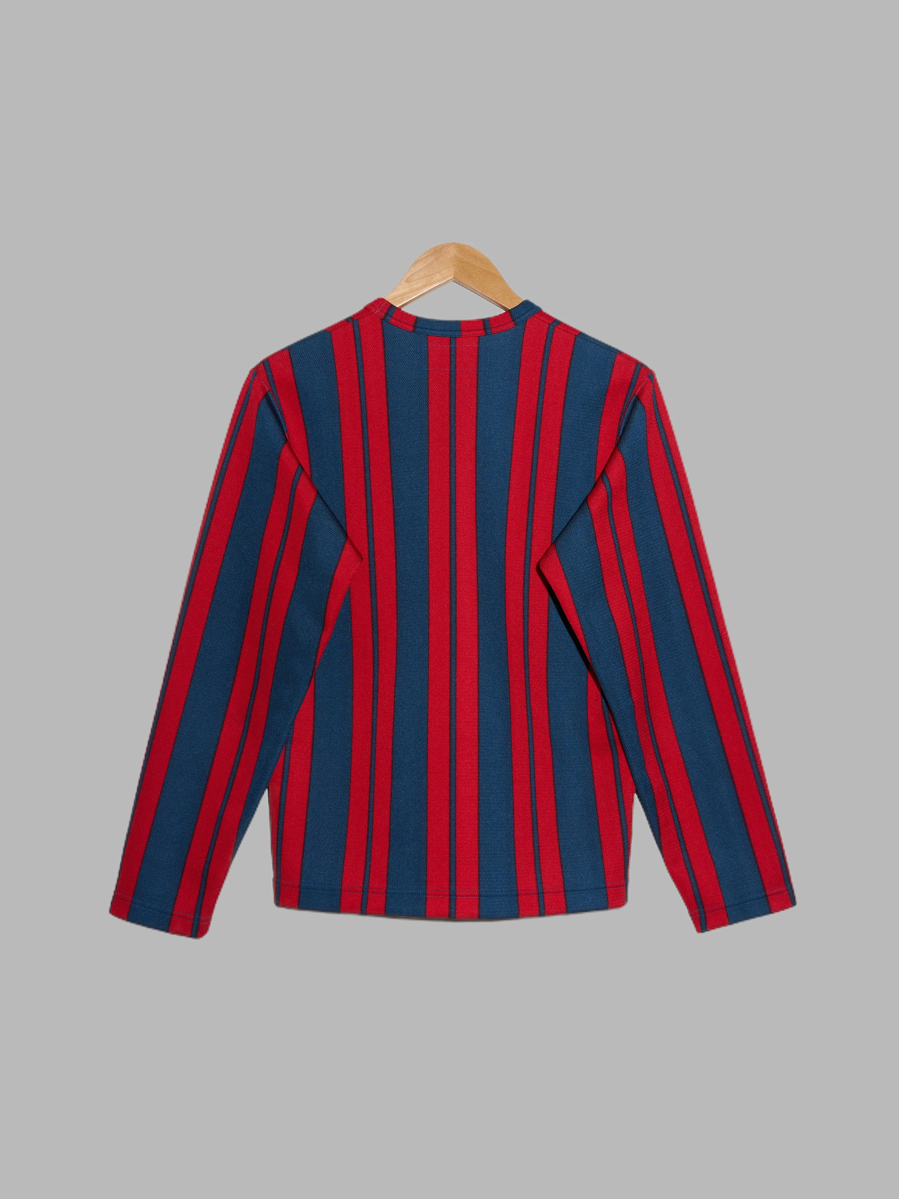 Comme des Garcons Homme 2000 blue and red striped polyester long sleeve top - S