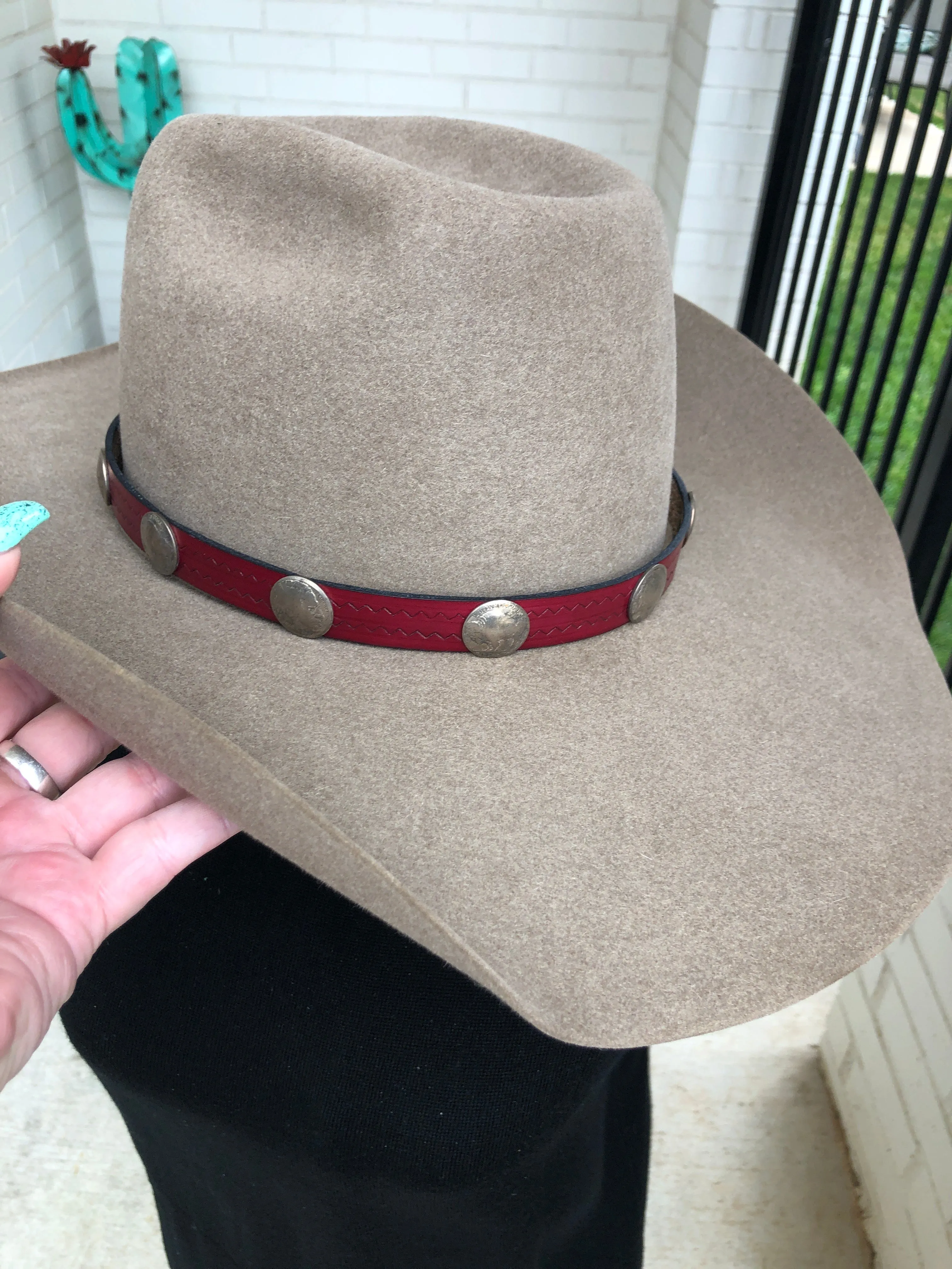 Copper Coin Leather Hatband