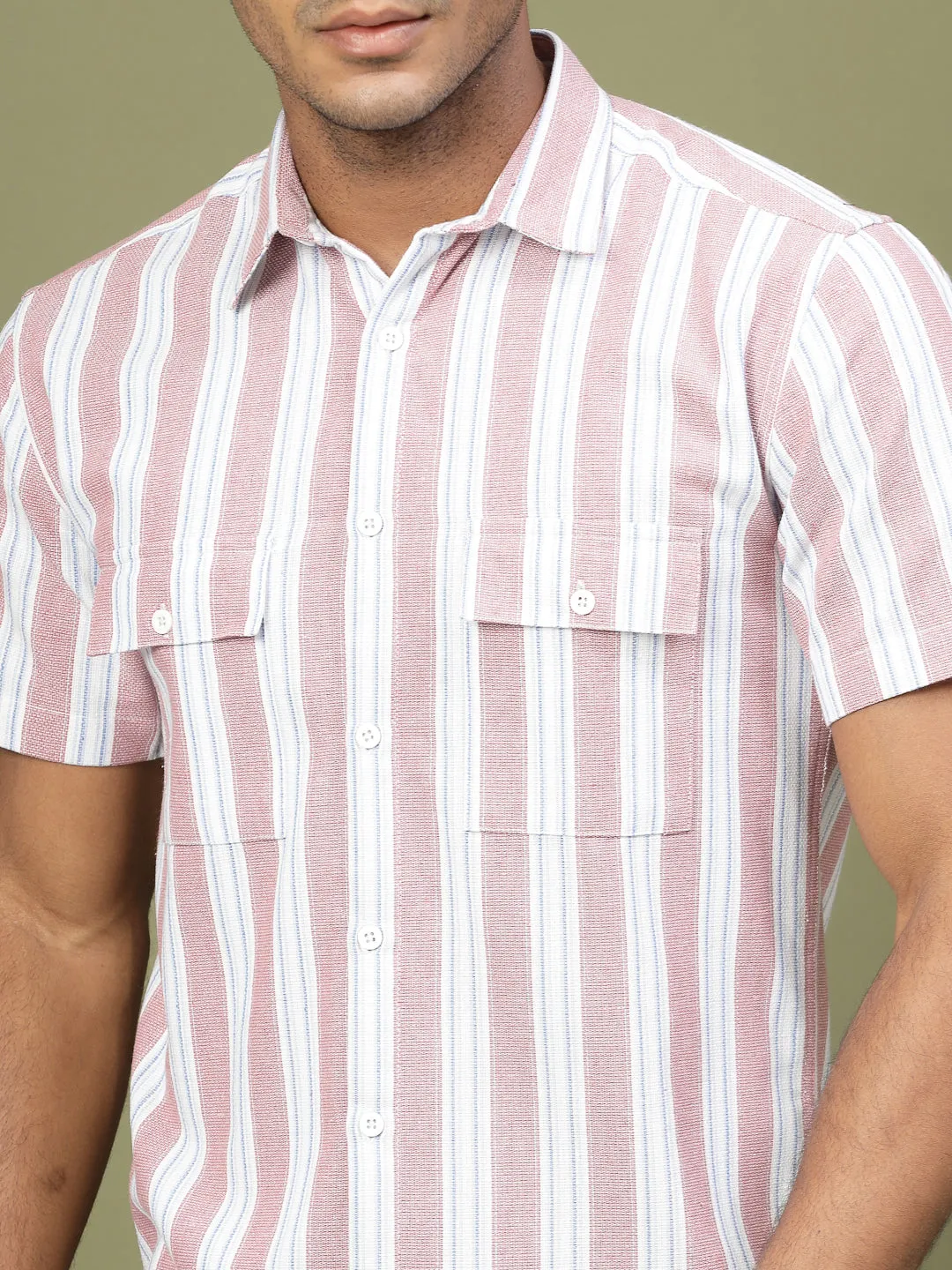 Cotton Stripe Tailored Utility Shirt