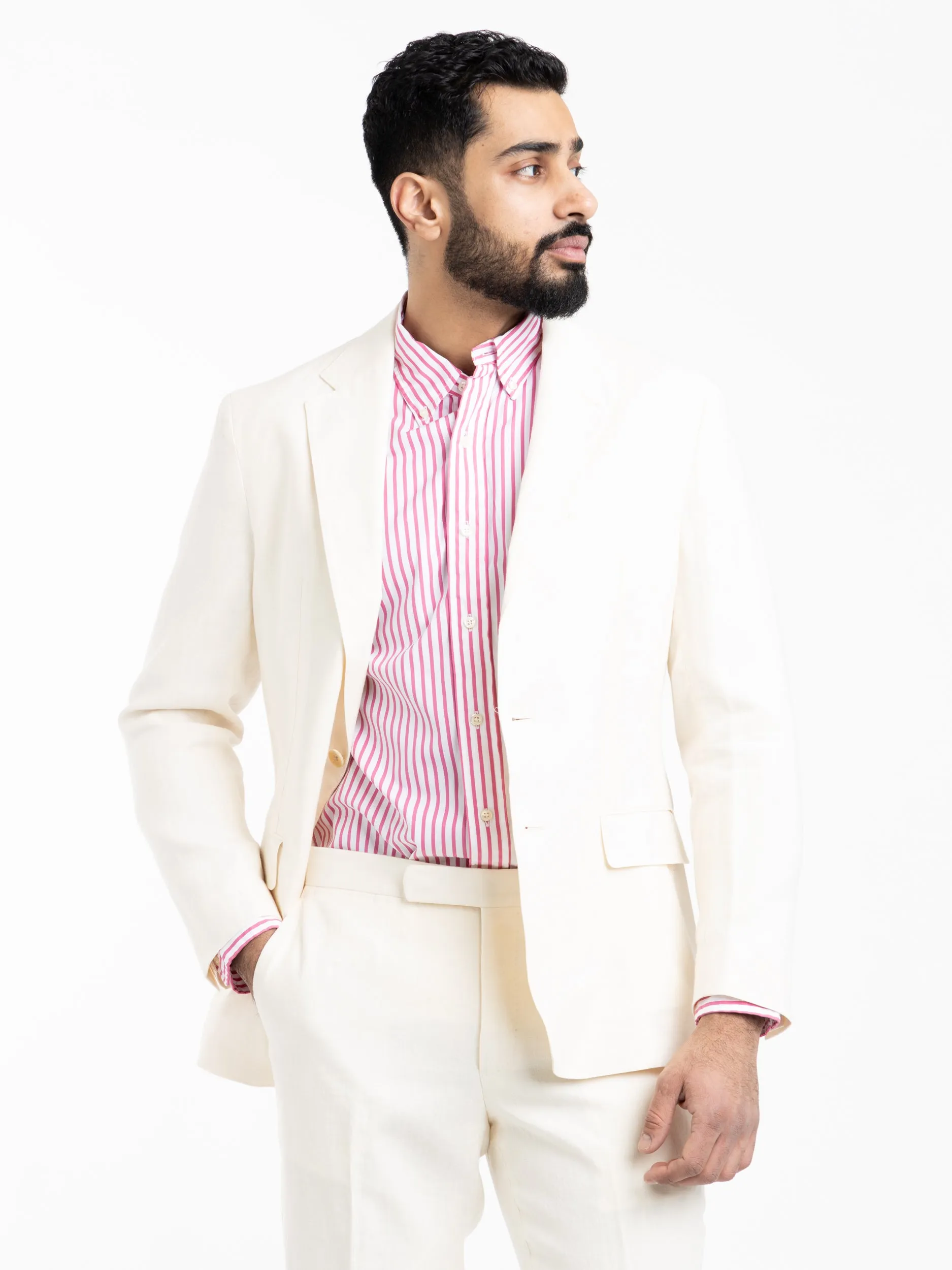 Cream Polo Tailored Linen Sport Jacket