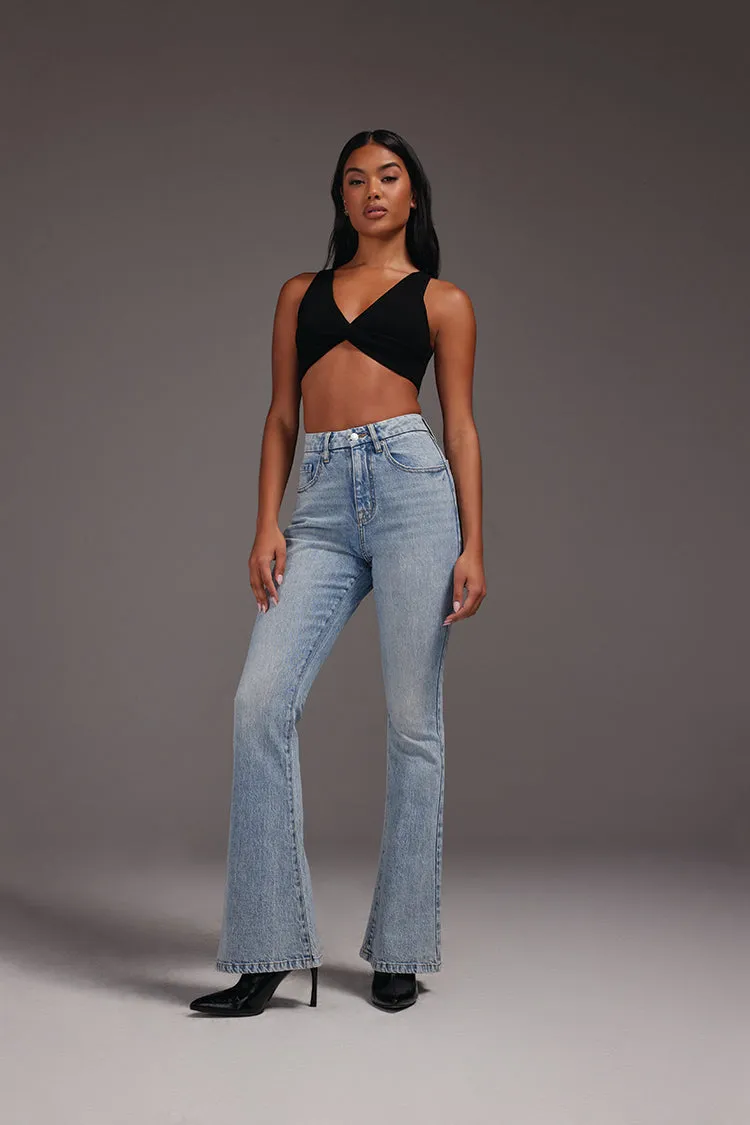 Curvy Stretch-Denim Flare Jeans