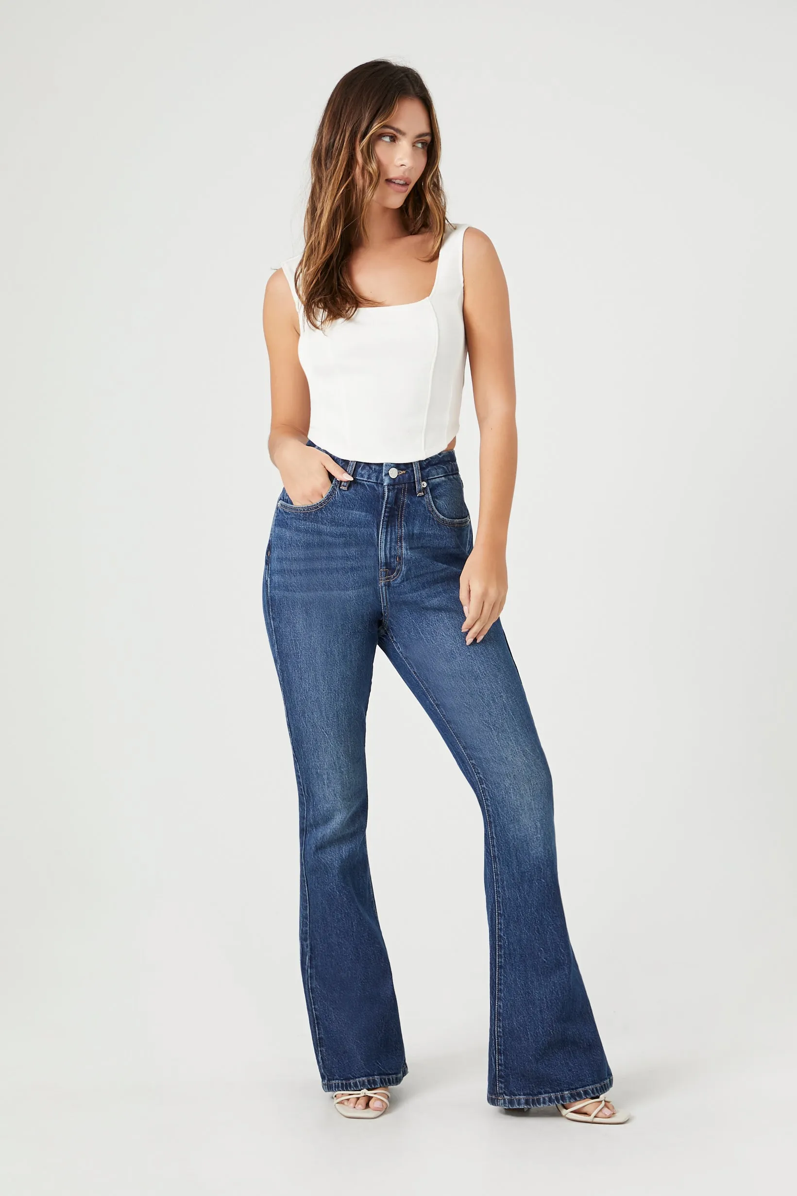 Curvy Stretch-Denim Flare Jeans