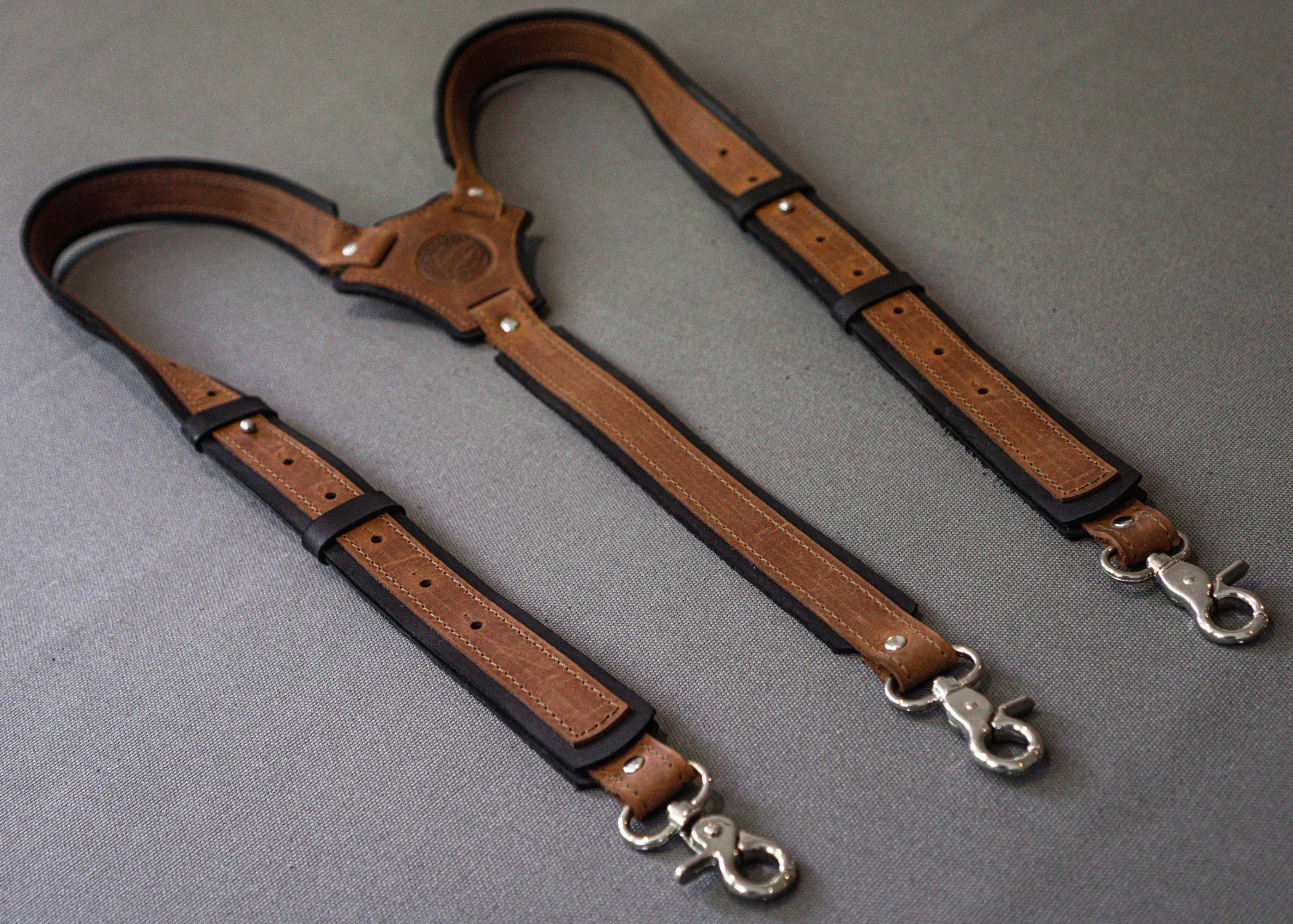 Custom Strong Leather Suspenders | Men's Brown Leather Suspenders