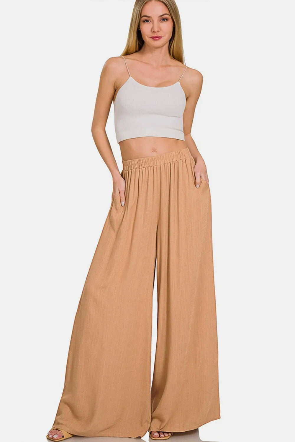 Elegant Tailored Linen Wide Leg Pants