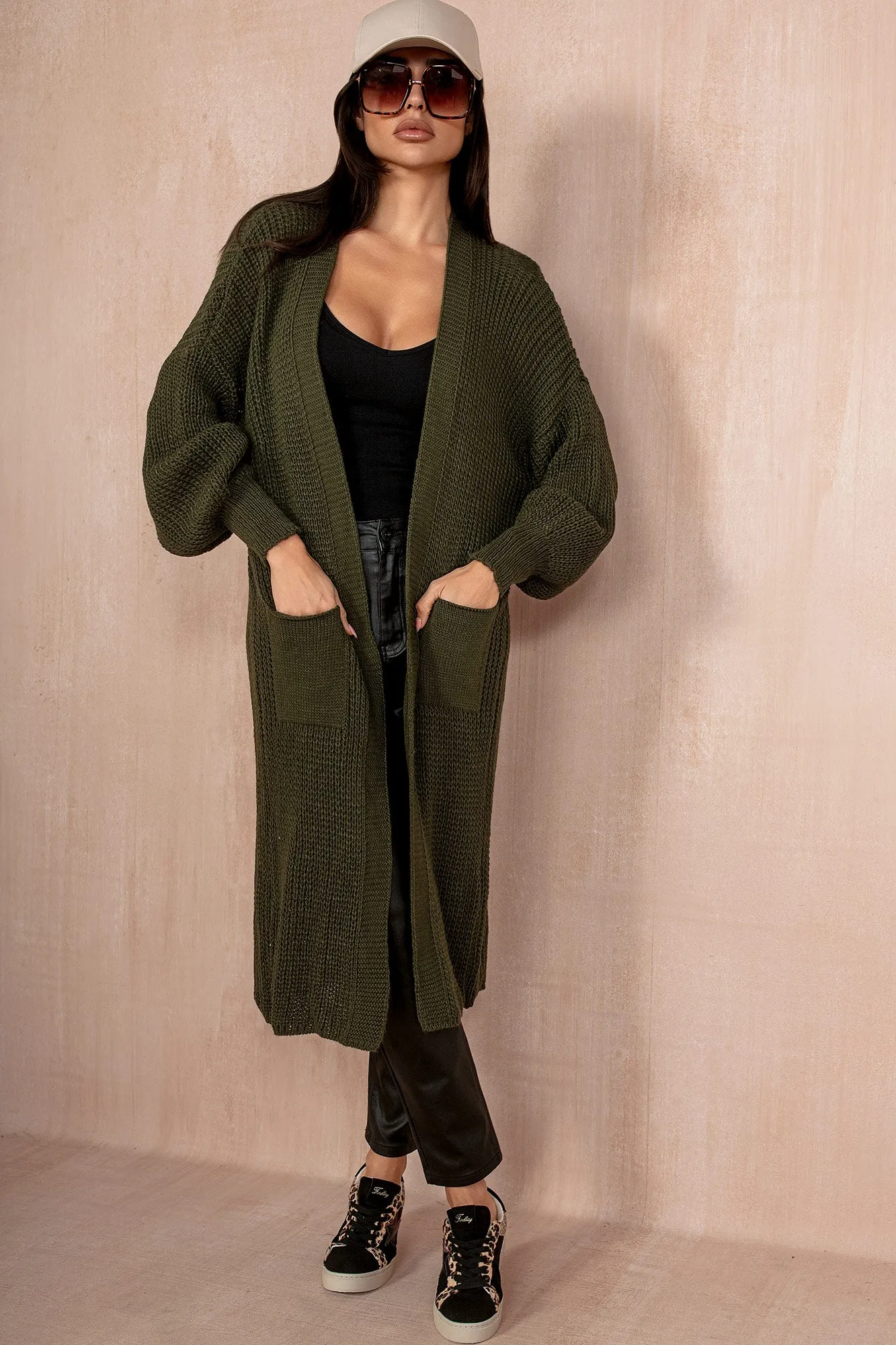 Elouise Khaki Chunky Knit Cardigan