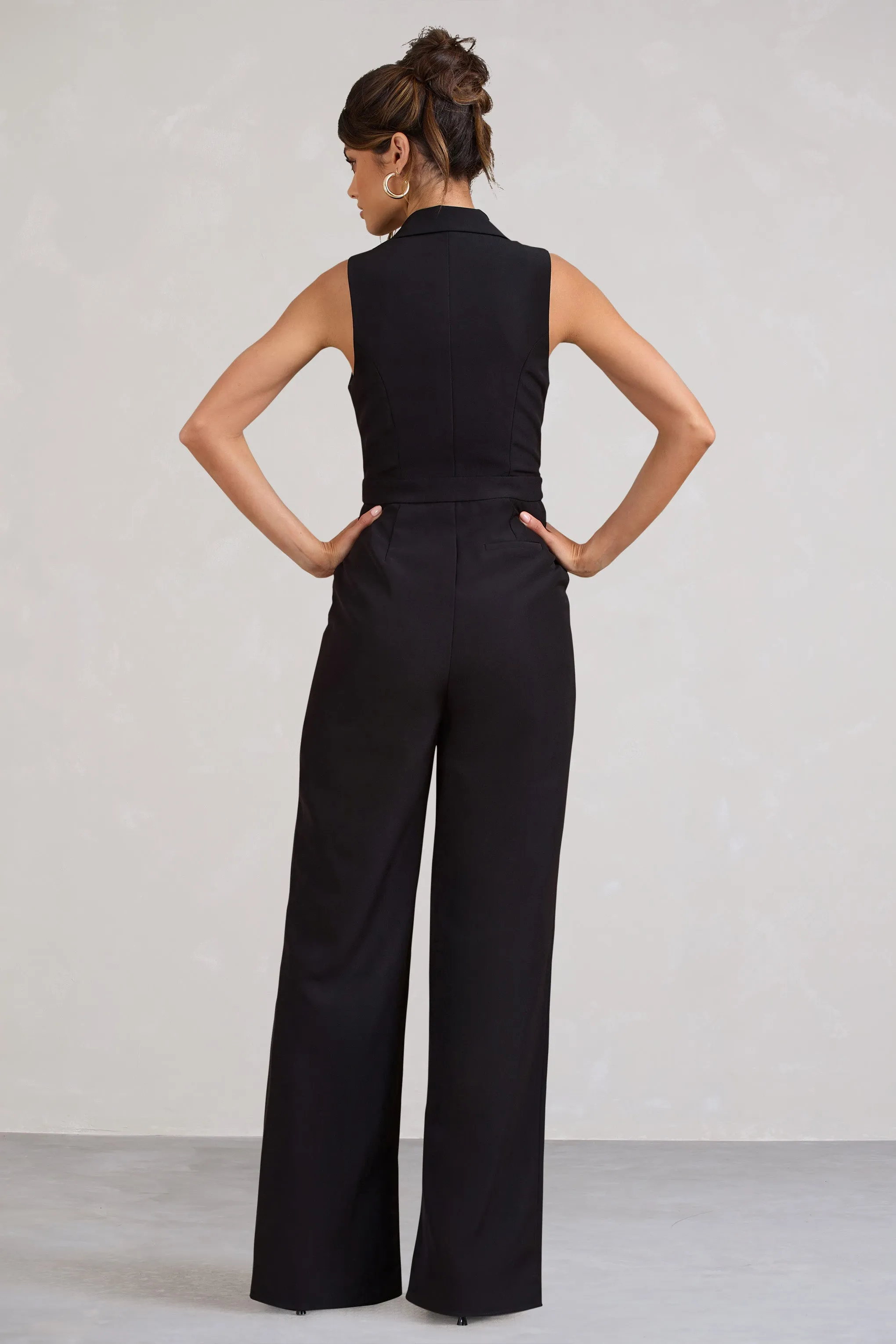 Endure | Tall Black Tailored Sleeveless Wide-Leg Jumpsuit