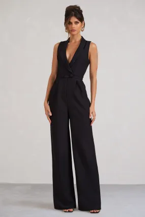 Endure | Tall Black Tailored Sleeveless Wide-Leg Jumpsuit