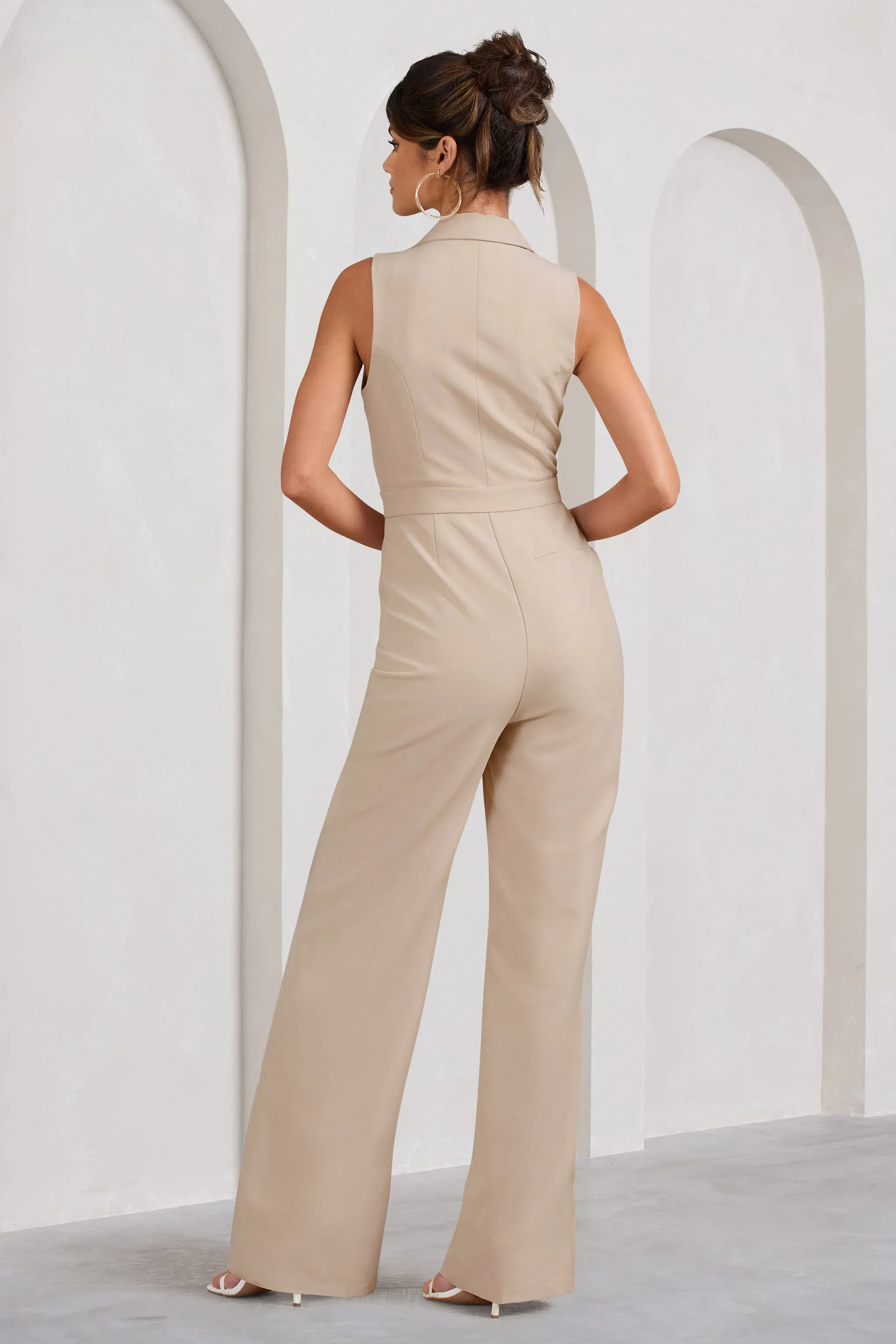 Endure | Tall Stone Tailored Sleeveless Wide-Leg Jumpsuit