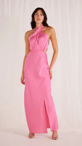 Finlay Satin Halter Gown Pink