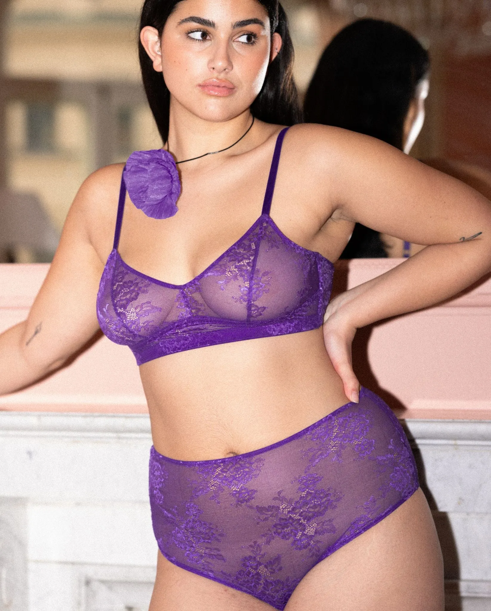 Floral Lace Balconette Lilac