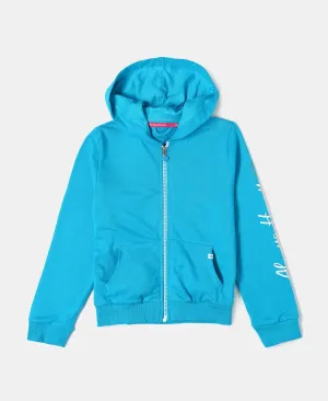 Girl's Super Combed Cotton French Terry Graphic Printed Hoodie Jacket - Sky Dive