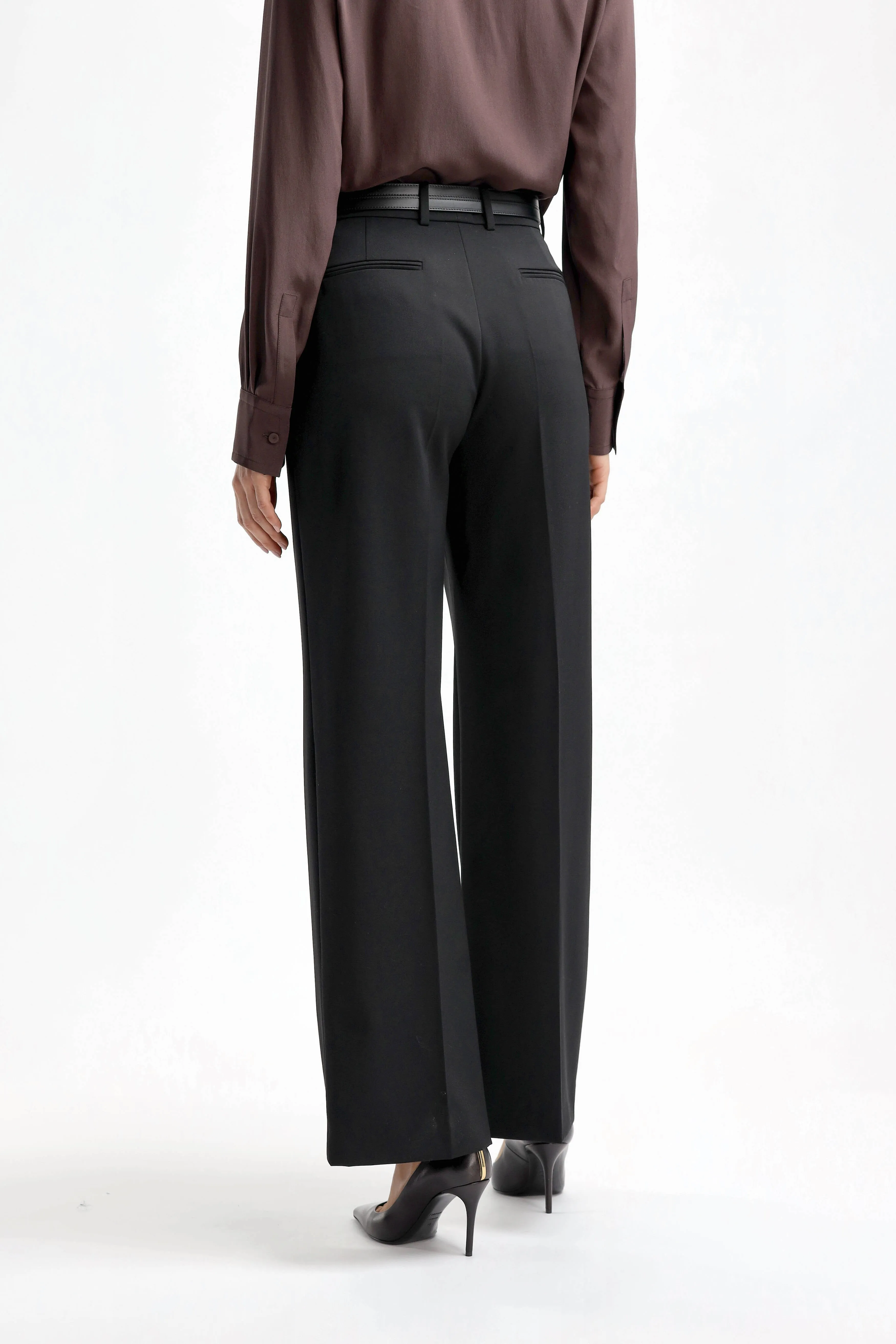 Hose Wide Leg Tailored in Schwarz