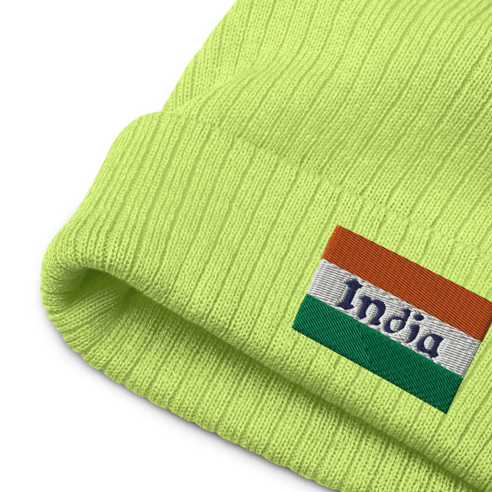 India Beanie With Embroidered Flag / Premium Embroidered Clothes / Available In 8 Colours / Recycled Polyester