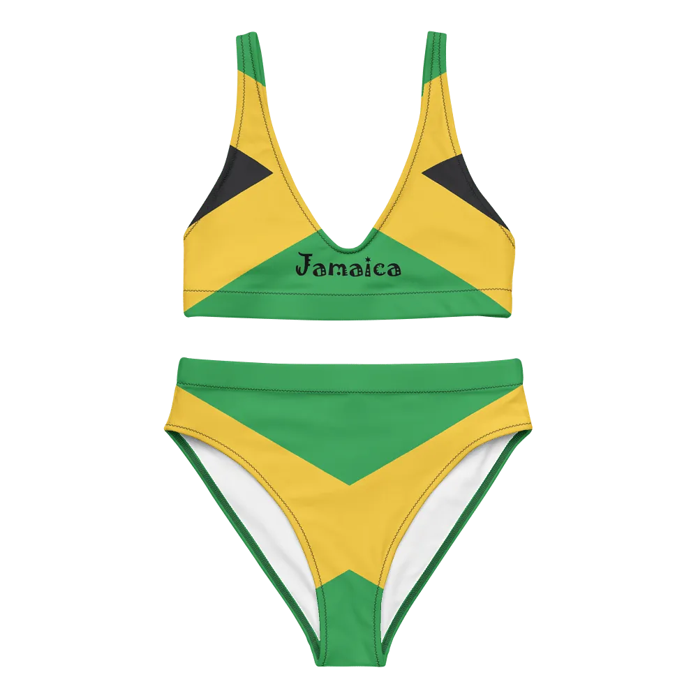 Jamaica flag bikini set / Recycled polyester / Jamaican Flag Color / Jamaican Flag Bathing Suit