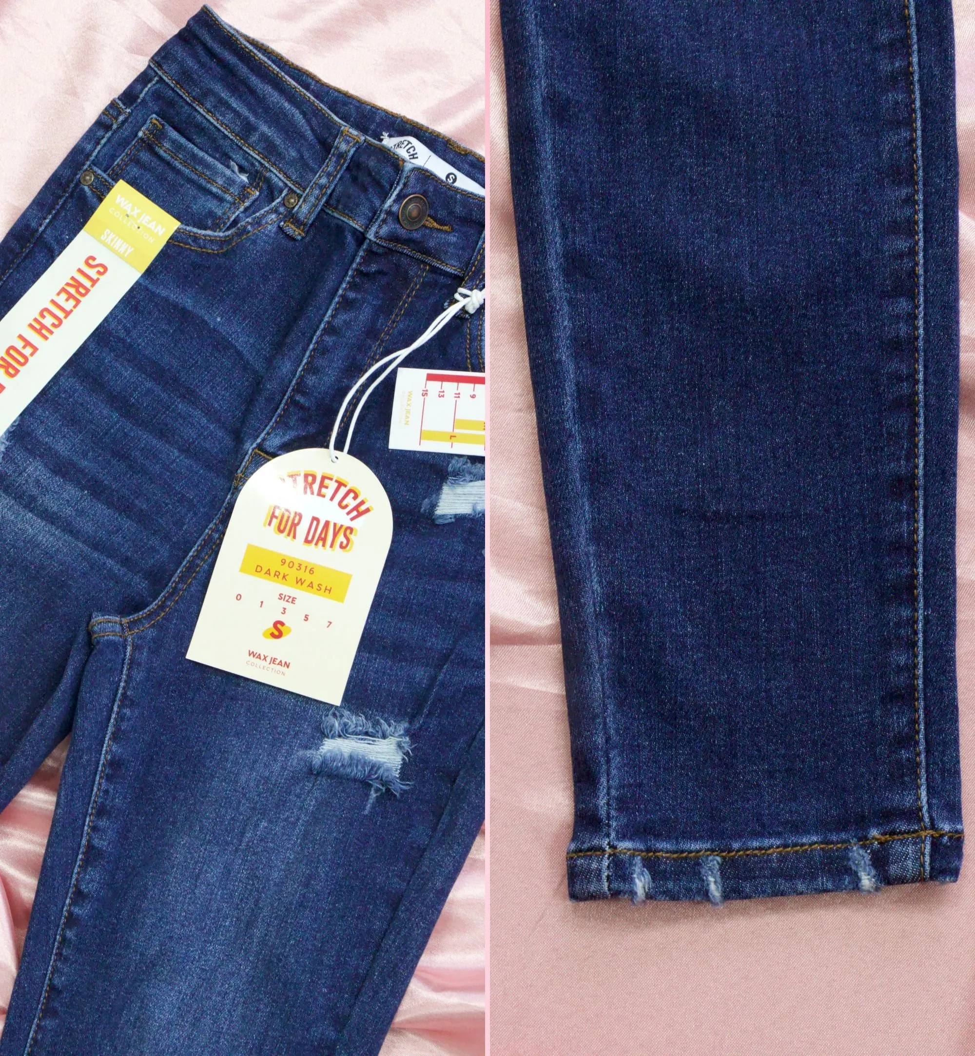 JEANS SKINNY CON DETALLES RASGADO 90316