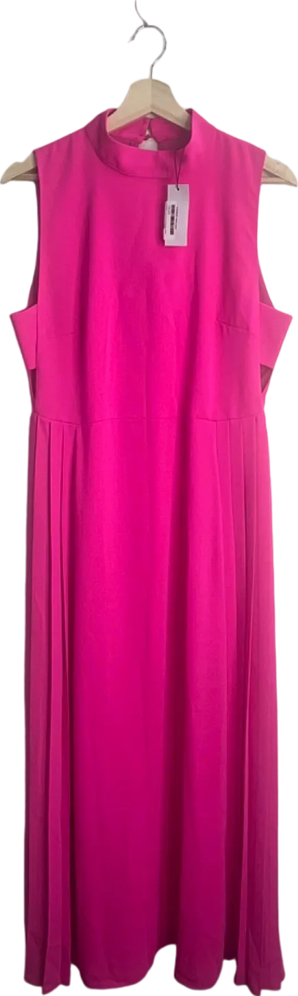 Karen Millen Hot Pink Soft Tailored Pleated Panel Midi Dress UK 12