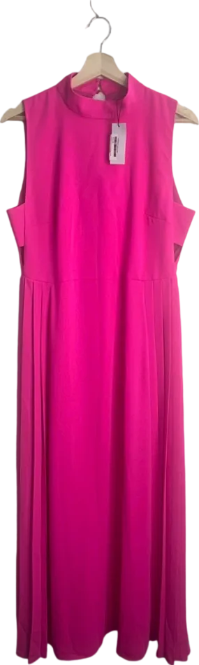 Karen Millen Hot Pink Soft Tailored Pleated Panel Midi Dress UK 12